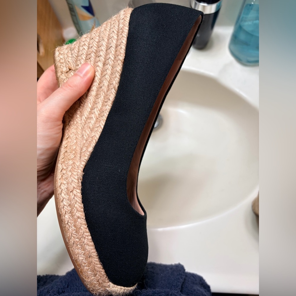 Black Wedge Espadrille Shoes J Crew sz 7 - Picture 15 of 17